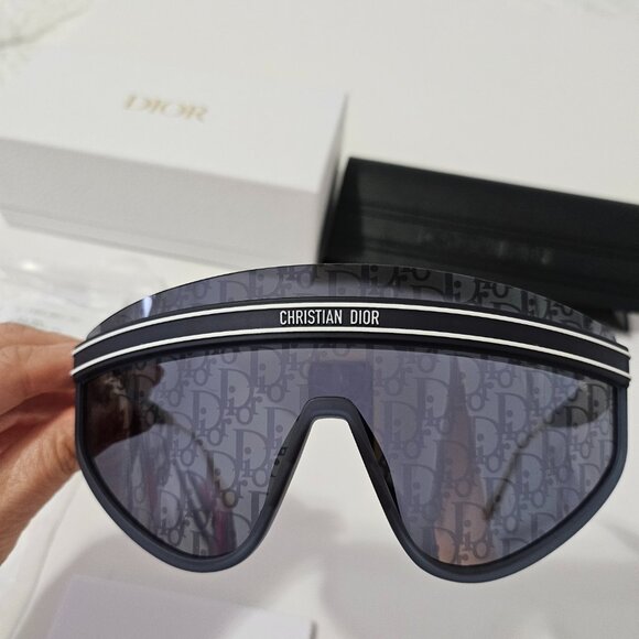 Dior BRAND NEW Sunglasses Matte Navy Blue Silver Mask DIORCLUB M2U 31B8 Unisex - Picture 4 of 15